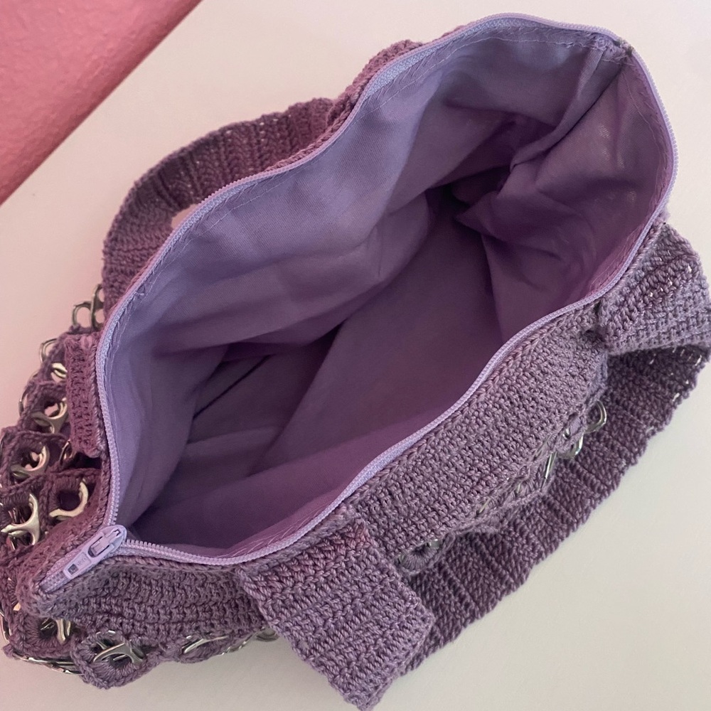 Handmade Purple Crochet Tote Bag - Picture 5 of 7